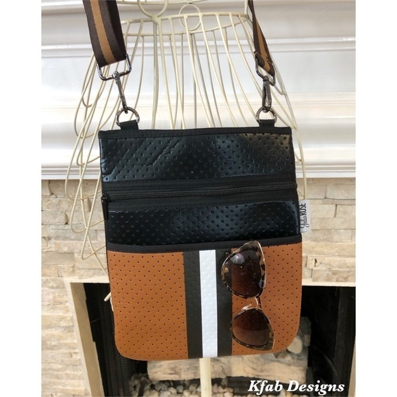 LAST 1! Neoprene Crossbody Tote Bag- Caramel - Picture 5 of 9